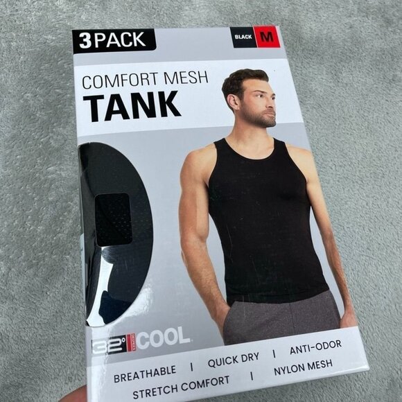 32 Degrees Cool Mens Comfort Mesh Tank 3-Pack Black Medium a0686 - Picture 1 of 5